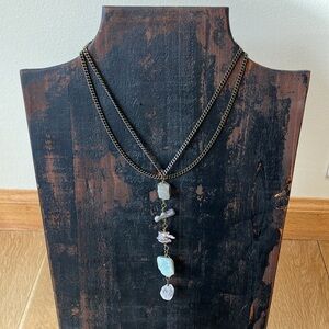Handmade Natural Stone & Freshwater Pearl Necklace